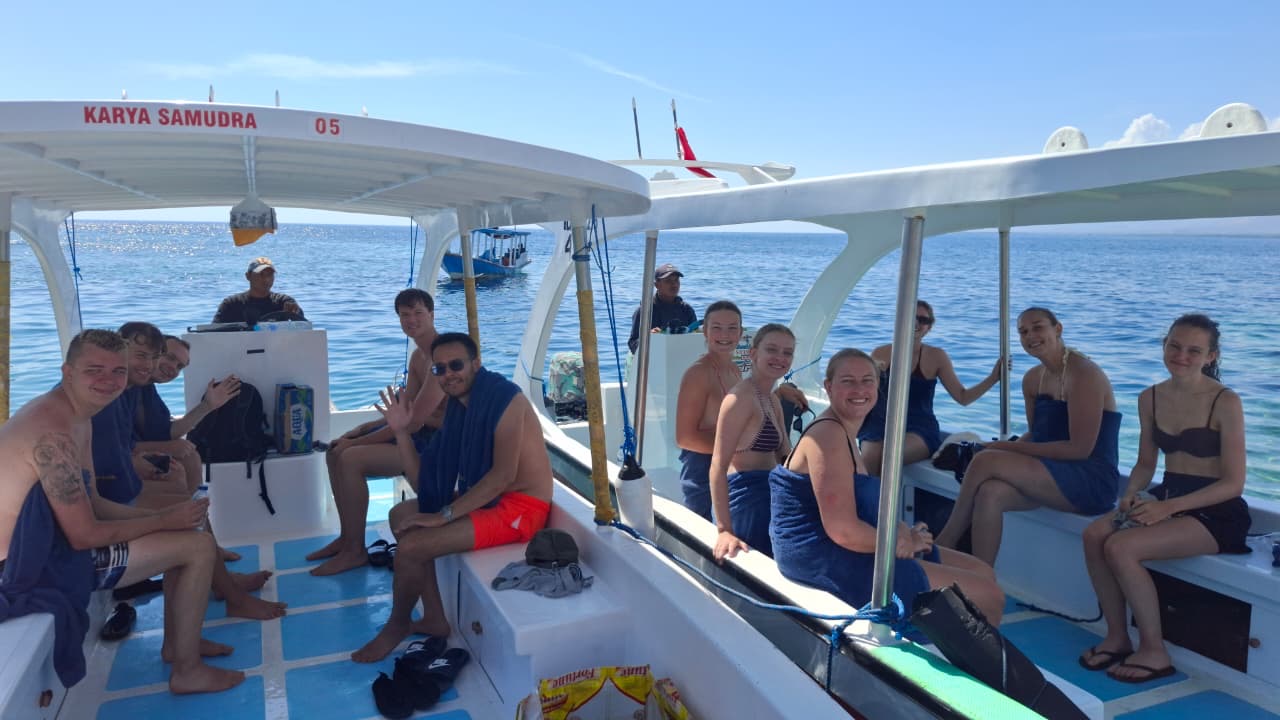 Guests enjoying a Balifornia boat trip